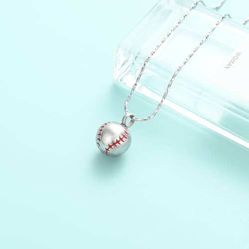 Baseball Cremation Jewelry Urn Necklaces Cross Memorial Pendant Silver red