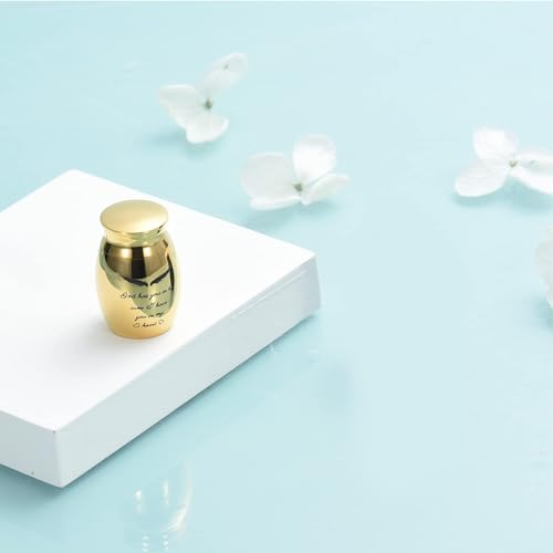 Small Keepsake Urns for Human Ashes Cremation Urns for Ashes Stainless Steel Funeral Memorial Ashes Holder Mini Cremation Urn for Pet Cat Dog Ash 25 * 16mm/0.98 * 0.63in Gold-god