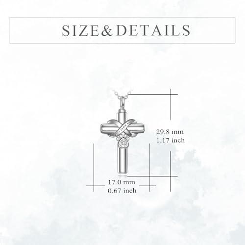 Cross Pet Urn Necklace Sterling Silver Infinity Pet Ashes Pendant Silver-Dog Crystal