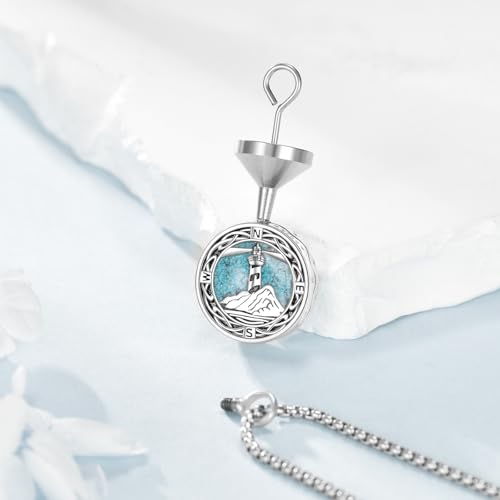 ONEFINITY Lighthouse Urn Necklace for Ashes 925 Sterling Silver Urn Pendant Memorial Keepsake for Ashes Cremation Jewellery Gift