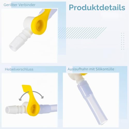 Pack of 10 Catheter Valves, Comfort Flow Catheter Valve, Urine Drain Catheter Valve, Easy to Use Lever Tap Catheter Bag Valve with Smooth Edges and Hose