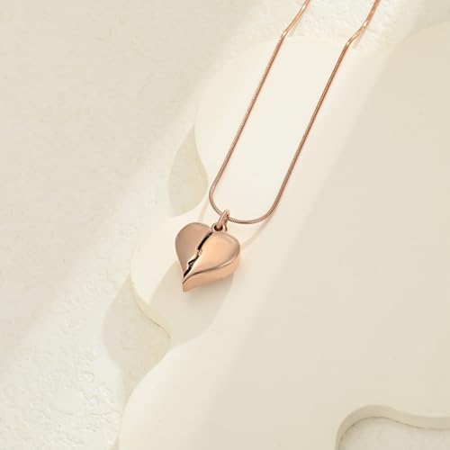 Cremation Jewelry Angel Wing Stainless Steel Heart Urn Necklaces for Ashes Memorial Keepsake Pendant for Women Men Rose Gold