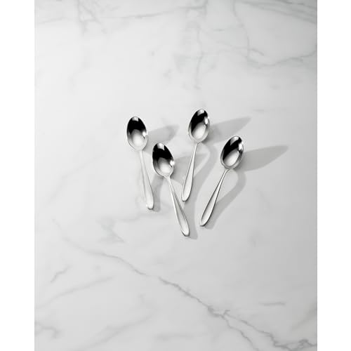 Set of four Lenox Cantera dinner soup spoons with stainless steel handles and polished finish.