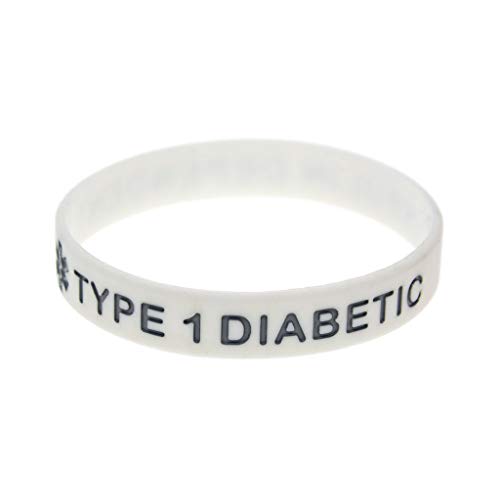 Type 1 Diabetic Insulin Dependent Medical Alert ID Silicone Bracelet Black Blue Purple and White Silicone Bracelet Chain