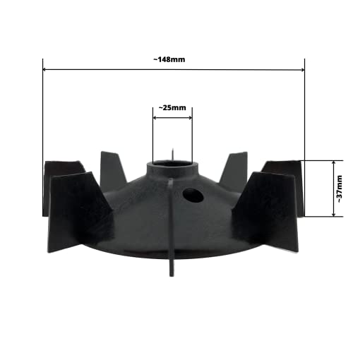 Fan Blade for Electric Motor 25 mm / 148 mm H 37 mm with Wedge Plastic Motor Blade Fan Blade Accessories Air Compressor Plastic Fan Blade Fan Blade Made of Nylon 25mm / 148mm