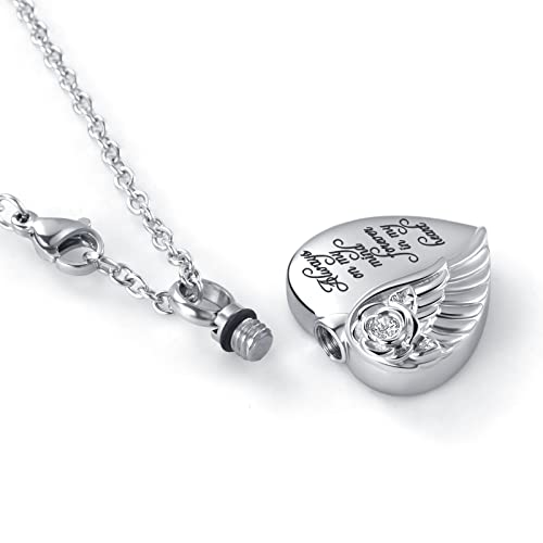 Heart Cremation Necklace for Ashes Angel Wing Urn Necklace Memorial Keepsake Jewelry Engraved Always on My Mind Forever in My Heart Sister