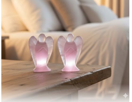 Mina Heal Guardian Angel Figurine, Rose Quartz, Set of 3, Meditation 3-PCS M Size