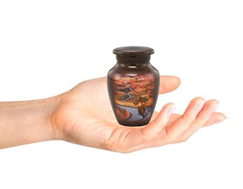 Keepsake Motorcycle Cremation Urn for Human Ashes – Highway to Heaven Heart Urn for Men & Women | Handcrafted Memorial Urn for Motorcycle Lovers with Stand, Velvet Case & Storage Bag Motorcycle Keepsake