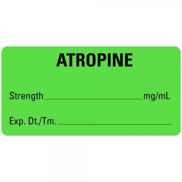 2"x1" Green Atropine Medical Healthcare Labels