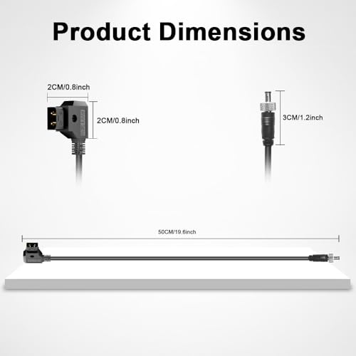 Alvin's Cables Lock DC to D Tap Power Cable for Video Devices PIX-E7 7 Touchscreen Display Hollyland Mars 400s 50cm/20in Straight Lock DC