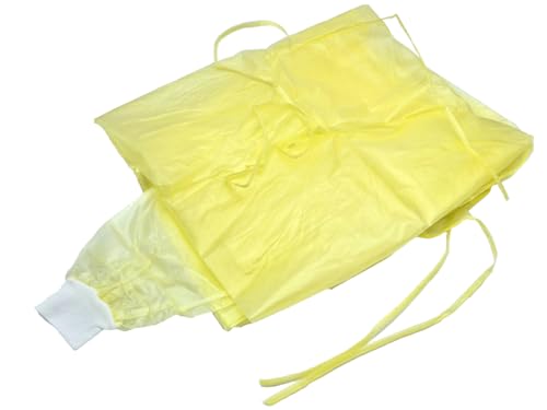 Tiga-Med disposable protective gown, fully PE-coated – Yellow non-woven gown 139 × 139 cm with reinforced cuffs – Liquid barrier for care, hygiene and cleaning 10