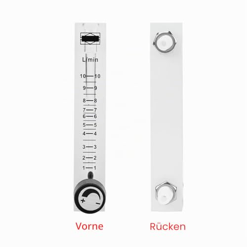 Flow Meter 1-10LPM with Control Valve for Oxygen/Air/Gas Support 0.6MPa Pressure for Unidirectional Gas/Oxygen/Air Flow Measurement for Industry
