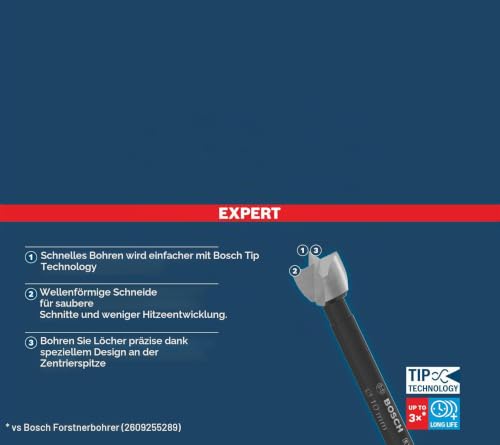 Bosch 1 x Expert Wood Forstner Drill Bit (for Softwood, Hardwood, Diameter 35.00 mm, Professional Accessories Drill, Screwdriver) Ø 35 mm .NEW Version