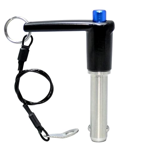 HAIWEN 12x60mm stainless steel ball lock safety pin with aluminum L-handle, ring and lanyard cable