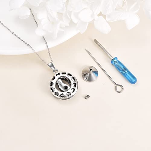 POPLYKE Sterling Silver Wolf Necklace Gifts for Women Celtic Knot Wolf Moon Pendant Necklace Jewelry for Men 18+2'' Wolf Urn (Turquoise)