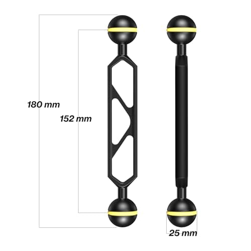 Sea frogs 2PCS 6 Inch Dual Ball Arm for Underwater Lighting 6.0" Double Ball Arm, 2pcs