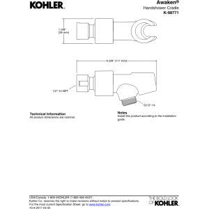 KOHLER 98771-BN Awaken Hand Shower Cradle, Vibrant Brushed Nickel
