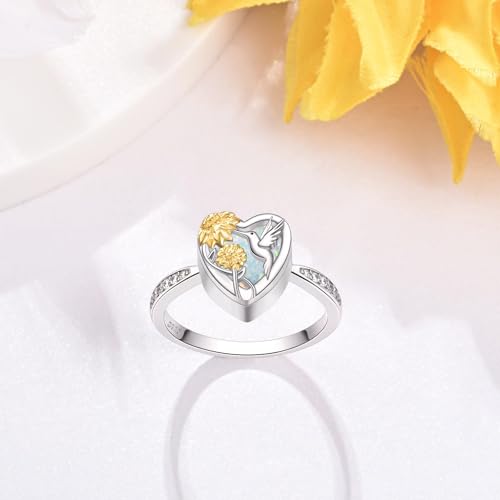 Hummingbird Cremation Urn Rings Holds Loved Ones Ashes 925 Sterling Silver Cremation Keepsake Ring Jewelry for Women 6