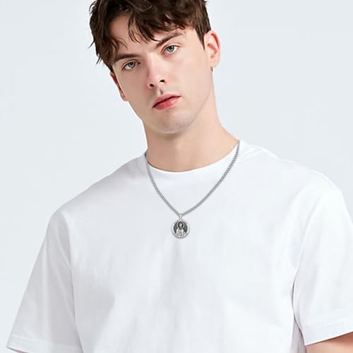 Religious Necklace for Men 925 Sterling Silver Religious Pendant Religious Jewellery Gifts for Talisman Amulet Saint Peter