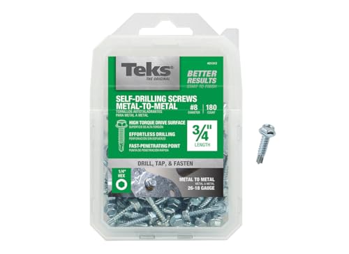 TEKS 21312 self-tapping screws, 8-thread, 3/4-inch zinc steel hex-drive screws, pack of 180