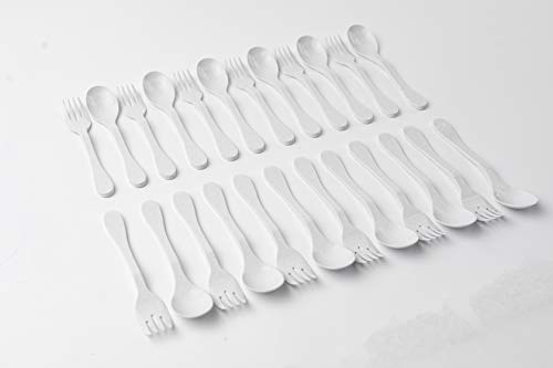 Knork Eco Plant Based 24 Pack Reusable Bamboo Flatware Set (White)…