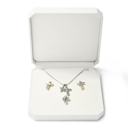White Velvet Octagonal Jewelry Set Box for Ring Earring Necklace White 7.48"×7.48"×1.7"