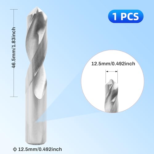 Winfox 12.5mm solid carbide jobber drill bit with straight shank for metal and plastic drilling