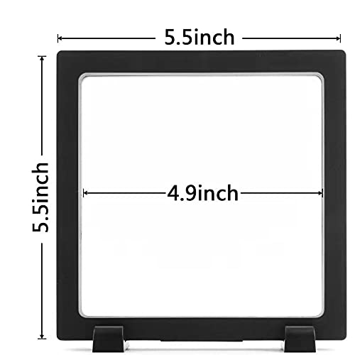 WISHDIAM 4 Pack 3D Floating Display Case 5.5x5.5x0.8” Floating Coin Display Frame for AA Medallions, Jewelry, Fossil Floating Display Frame Set 5.5x5.5x0.8”