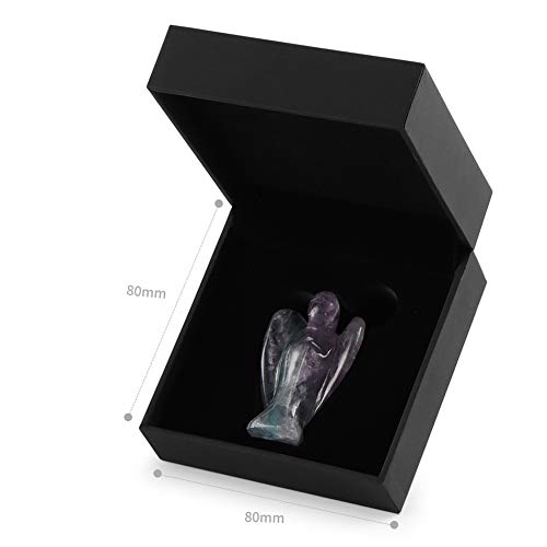 Artistone Rainbow Fluorite Crystal Angel Figurines Healing Crystals Natural Pocket Guardian Angel Statue Stone Decor Handcraft with Gift Box