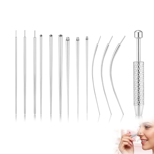 Piercing Insertion Aid Set, 13 Pieces Interchangeable Aid Tool and Ball Opener Accessories, Jewelery Tool for Ear, Nose and Lip, Silver