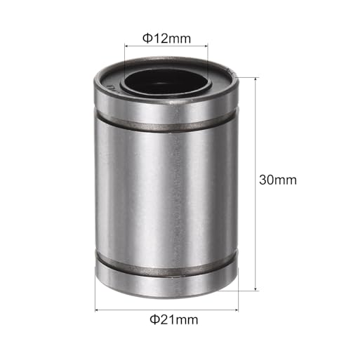 sourcing map 12pcs LM12UU Linear Ball Bearings, 12mm Bore Dia, 21mm OD,30mm Length, Linear Motion Bearing for CNC Machine Tool 3D Printer 12