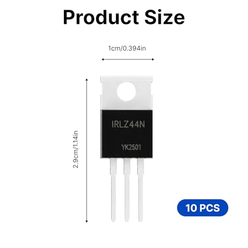 IRLZ44N N-Channel MOSFET Transistor 55V 47A 3-Pin IRLZ44N MOSFET TO-220 Module for Switching PWM DIY Electronics High Performance MOSFET Set for Power Supplies and Motor Controls Pack of 10