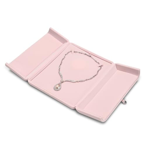Oirlv Pink Velvet Jewelry Packaging Box Large Necklace Display Storage Case Large Necklace Gift Box Large Necklace Box