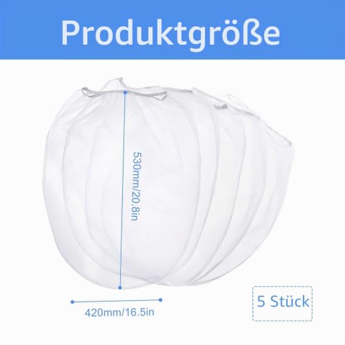 Pack of 5 5 Gallon Filter Bags, White Filter Bags, Elastic Opening Design, Hem Process, Filter Bag, Filter Strainer Mesh for Filtering, Colors Coatings | Elastic opening design, hem process, filter bag, filter sieve mesh for filtering colors coatings