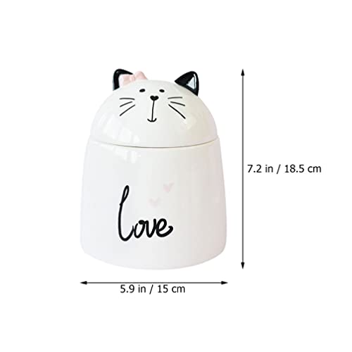 Zerodeko Ceramic Cat Shaped Jar with Lid Tea Canister Spice Canister Sugar Jar Storage Canisters for Candy Mints Kitchen Countertop and Desktop Decor 5.90 in