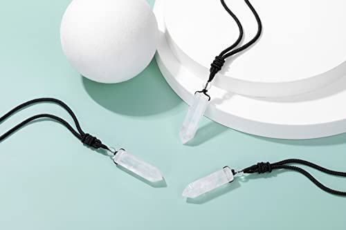 Top Plaza Healing Gemstone Crystal Necklace for Men White-Clear Quartz
