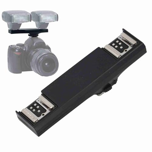 Hot Shoe Splitter Dual Flash Bracket Mount for SLR Camera, I-TTL Compatible Extension Bar for Camcorder Video Light Rig Accessories
