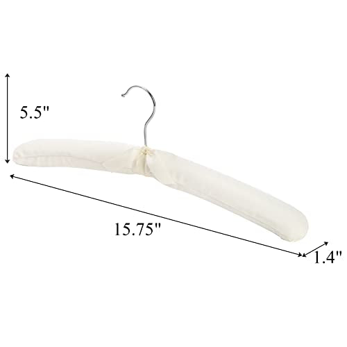 Tosnail 12 Pack Fabric Padded Hangers, Foam Padded Wedding Dress Hangers for Coat, Blouse, Sweaters, Bride Dress, Clothes - White