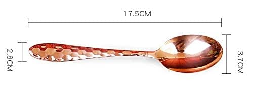 Copper Spoons, 99.9% Pure Copper Long Soup Spoons, Dessert Spoons,Table Spoon Use for Home, Kitchen and Restaurant (Two sets) Two sets