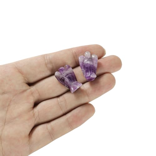 Cute Amethyst Angel Crystals Healing Healing Reiki Pocket Angel Figurine Polished Healing Gemstone Hand Carved Statue Spiritual Gift for Meditation &Home Decor(1Inch).