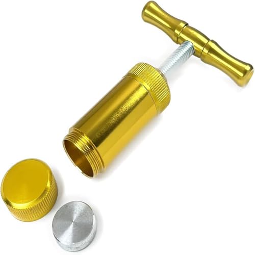 Pollen Press Tool T Shape Metal Spice Crusher Kief Press Tobacco Presser Pollen Presser Hand Tool for Pressing and Crushing Herb, Spice,Tobacco (Gold) Gold