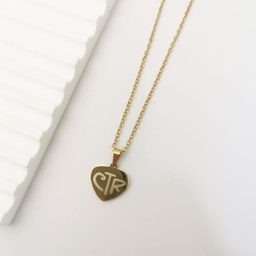 Womens CTR Necklace LDS Baptism Gift Choose The Right Gold-2