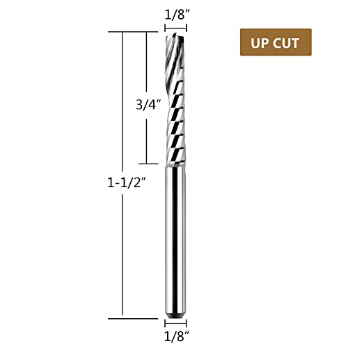 SpeTool 5-piece O-flute single-flute solid carbide spiral end mill set with 1/8-inch shanks for CNC routing