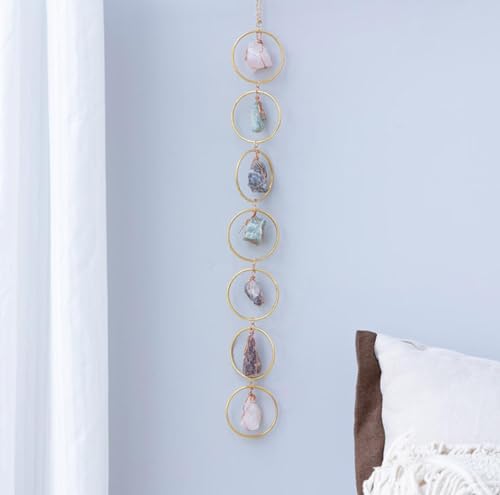 Chakra Hanging Crystals Suncatcher Healing Crystal Decor Chakra Wall Decor 7 Raw Crystal Gems