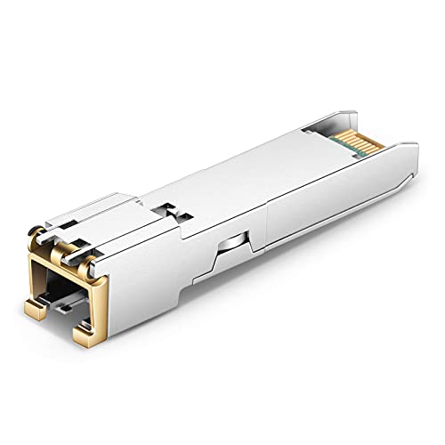 1.25G SFP to RJ45 Modules, 10/100/1000BASE-T Copper SFP Transceiver for Cisco GLC-T/SFP-GE-T, Meraki MA-SFP-1GB-TX, Ubiquiti UniFi UF-RJ45-1G, Netgear, Zyxel, D-Link TP-Link QNAP, 100 m 2pcs