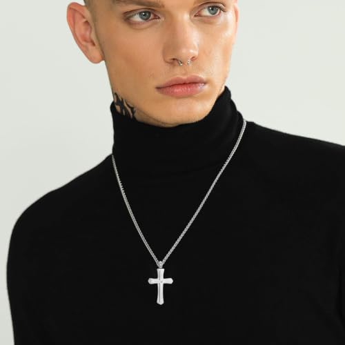 XSMZB Cross Cremation Jewelry for Human Pet Ashes Keepsake Urn Pendant Funeral Cross Memorial Ashes Necklace for Women Men Silver
