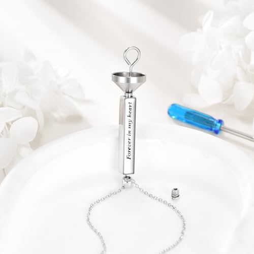 Bar Urn Necklaces for Ashes Sterling Silver Bar Cremation Jewelry for Ashes Memory Jewelry for Women Men April