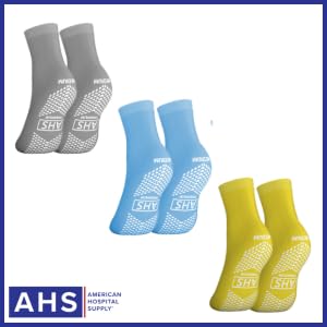 [Australia - AusPower] - Non-Slip Grip Socks – 6 Pairs | Hospital Socks for Men & Women | Anti-Skid for Adults Gray 4X-Large 