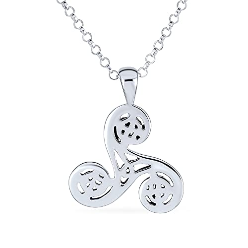 Bling Jewelry Ancient Spiritual Small Celtic Viking Triquetra Shape Trinity Spiral Knot Triskele Pendant Necklace For Women Teens Oxidized .925 Sterling Silver