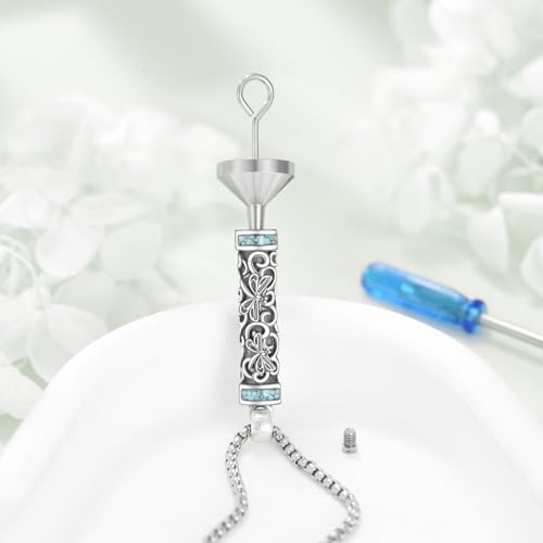 URONE Urn Necklace for Ashes 925 Sterling Silver Cremation Pendant That Holds Ash Memorial Jewellery Gifts for Loved Ones Cylinder & Dragonfly